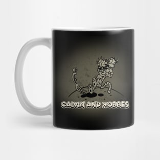 Drawing retro Vintage 80s and 90s Calvin and Hobbes are afraid Mug